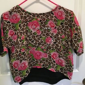 Dollie And Me girls s/s pink and black top. Sz 8